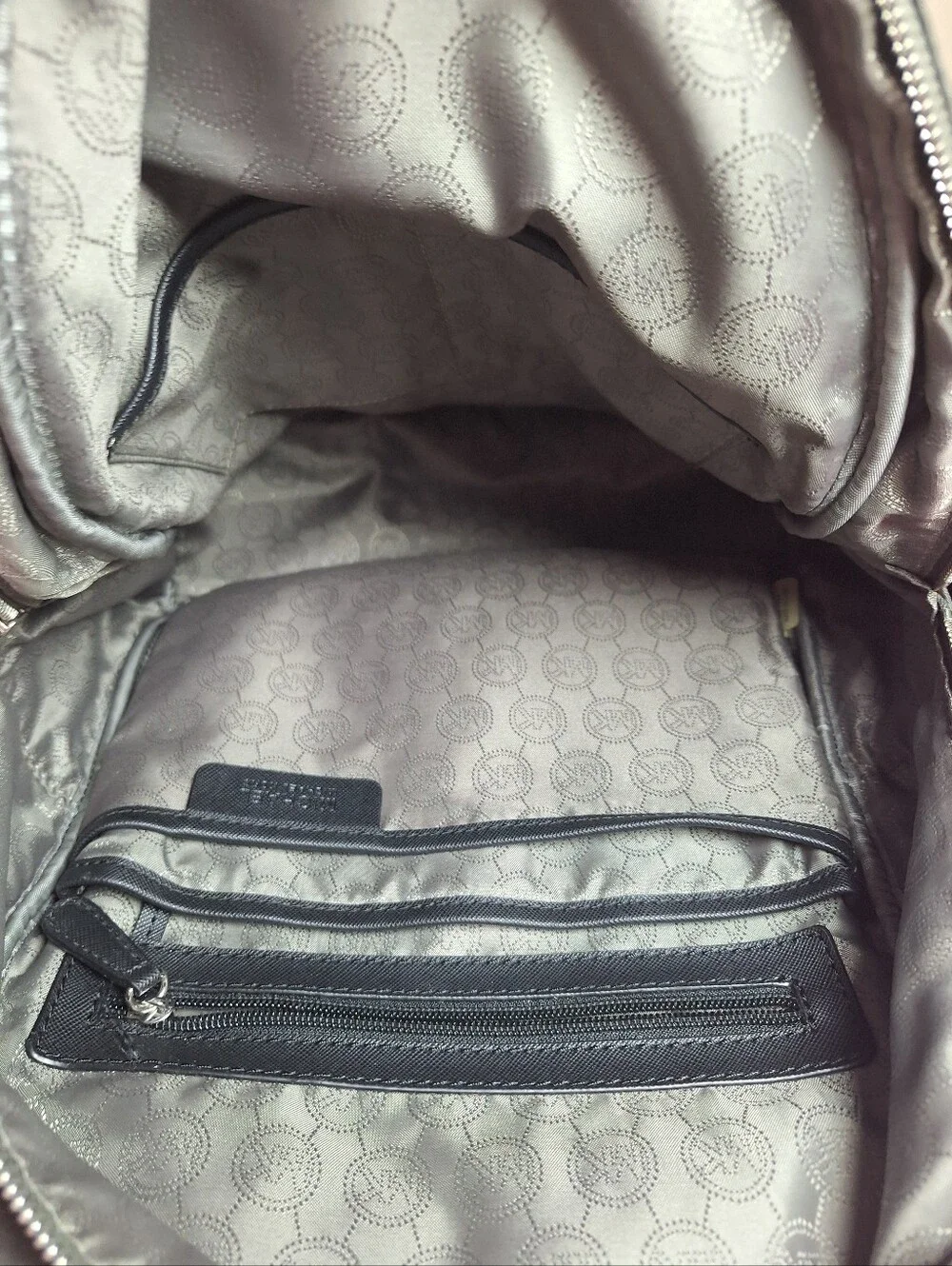 Michael Kors Gray Nylon Backpack with Silver Plate